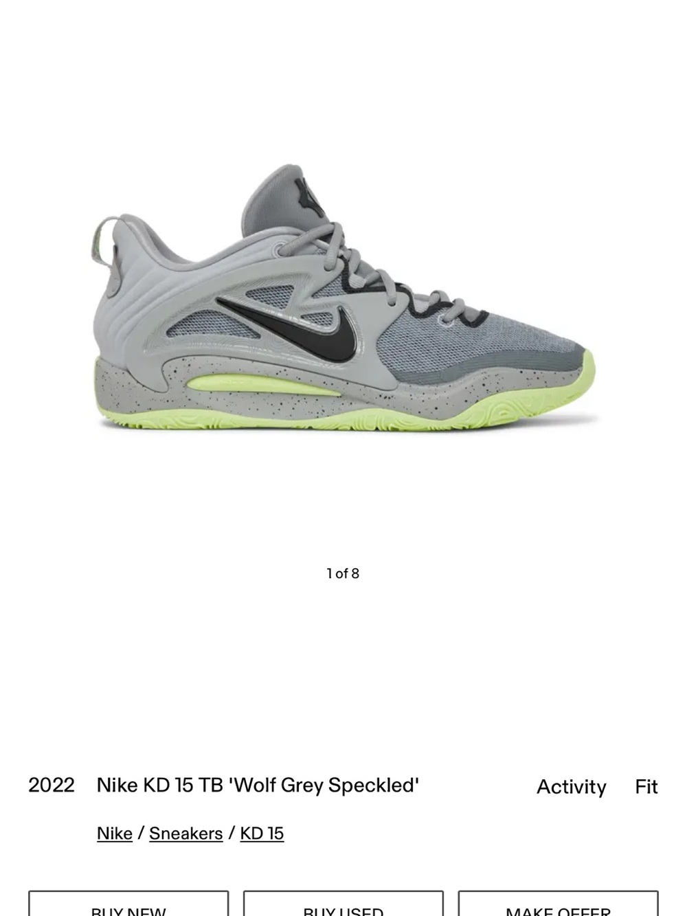 Nike KD 15 TB 'Wolf Grey Speckled' Sneakers